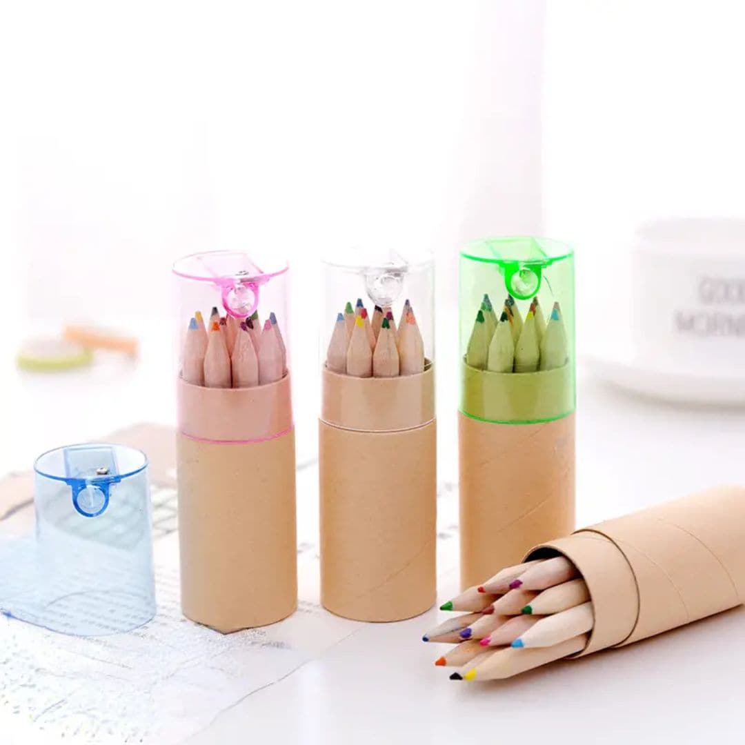 Mini Colouring Pencils with Pencil Sharpener Lid (5 Colours